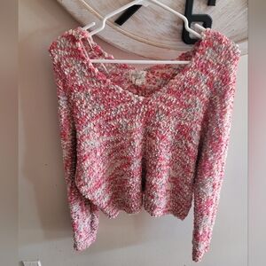 Women's Pink and White Sweater